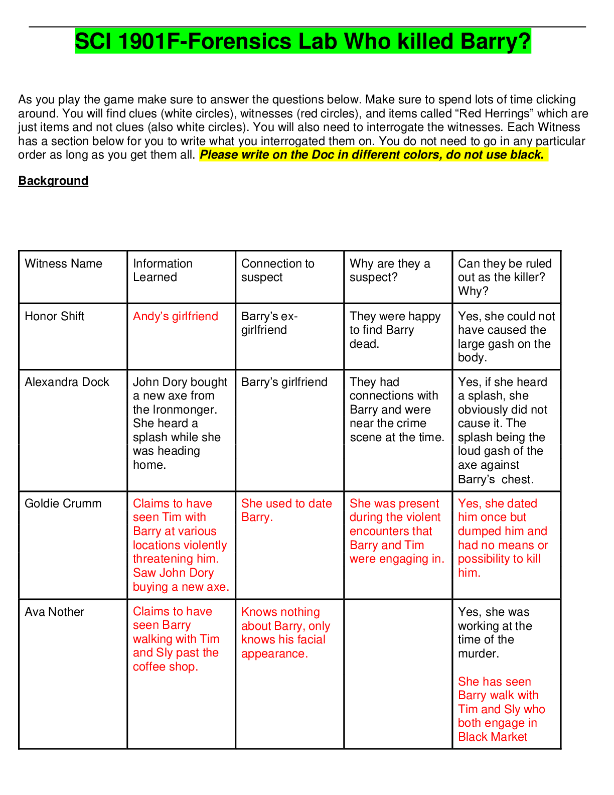 Preview image of SCI 1901F-Forensics Lab Who killed Barry? document